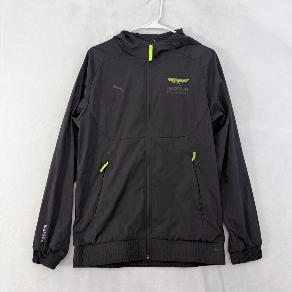 Puma Aston Martin Windbreaker Jacket Men XS Gray Full Zip Formular One F1 Racing